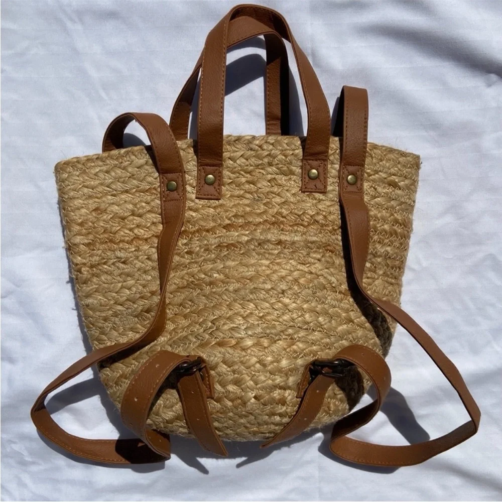 XIX PALMS Beach Insulated Cooler Picnic Shorebreak Woven Jute Backpack NEW